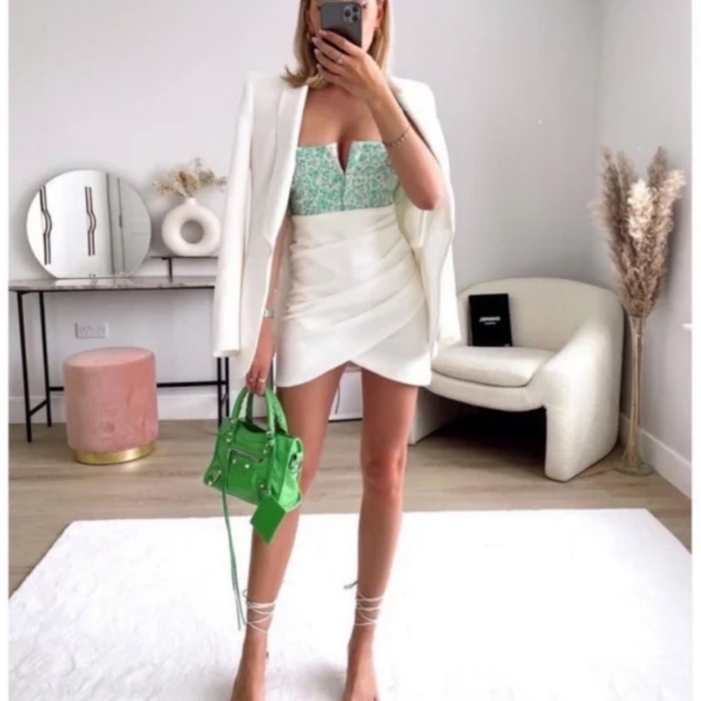 Zara Floral Corset Green NWOT M - Picture 2 of 6
